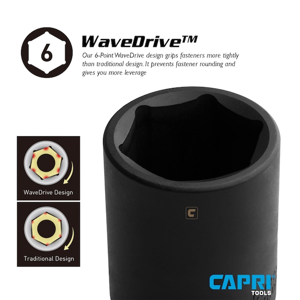 Capri Tools 1/2 in Drive 23 mm 6-Point Metric Shallow Impact Socket 5-5023